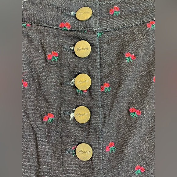 Miaou Junior Floral Embroidered Dark Blue Crop Jeans size 28 - Picture 6 of 12
